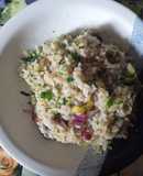 Arroz con cebolla de verdeo y verduras