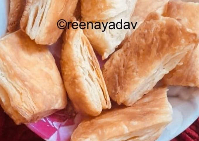 Homemade khari biscuit with homemade puff pastry sheet