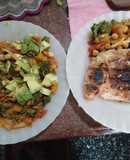 Salteado de garbanzos y vegetales