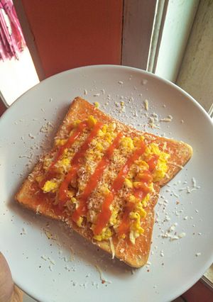 Foto resep Roti tawar & scrambled egg saus keju