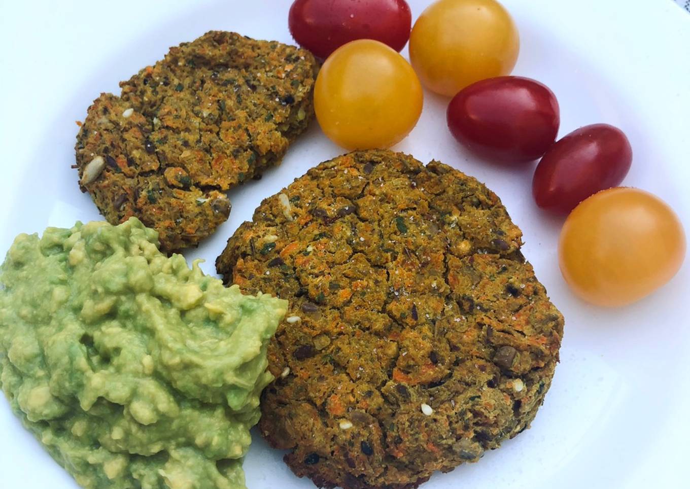 Hamburguesas de lenteja, garbanzo y zanahoria