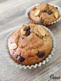 Muffins banane, beurre de cacahuète et chocolat noir