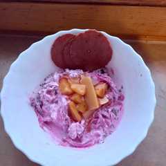 O poză a rețetei Vegan Pickled Cabbage, Beets, Pineapple, Bamboo Shoot, Sweet Sour Sauce and herbs salad.