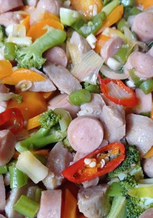 Foto resep Sosis, bakso, sayur mentega / capcay mentega