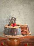 Chocolate Ganache Chiffon Cake with Strawberry Filling