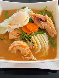 A picture of Seafood Egg Noodles with WangZhiHe Soup.