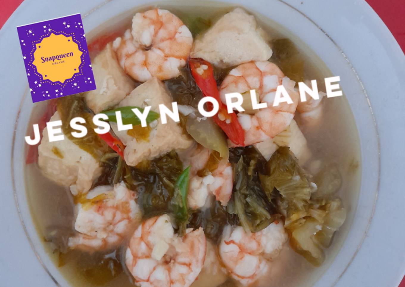 Sawi asin, tahu dan udang Jesslyn Orlane