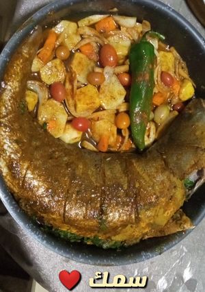 صورة لوصفة سمك مشوي مع خضار