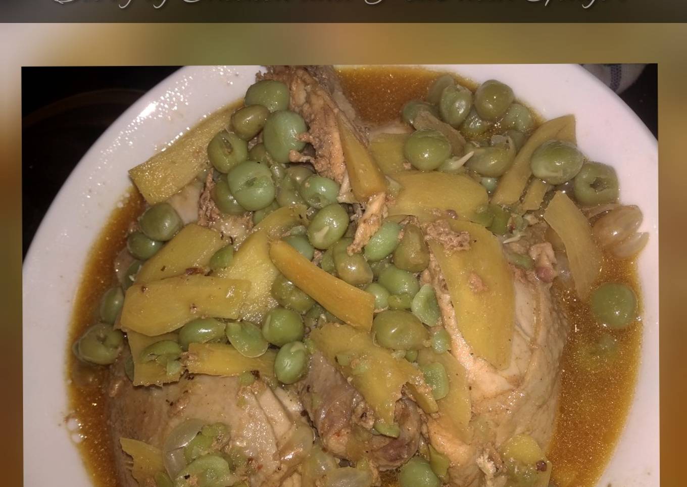 Campur ayam dan kacang polong dengan jahe