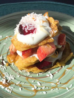 Bohnen-Pancake mit Obstsalattopping Rezepthauptbild