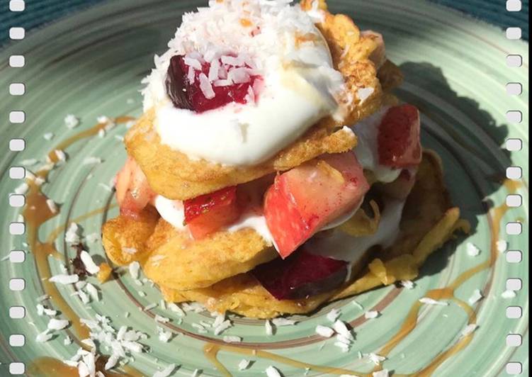 Bohnen-Pancake mit Obstsalattopping