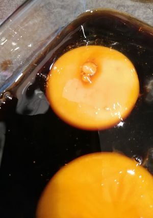 Une photo de Œuf confit au soja et gingembre