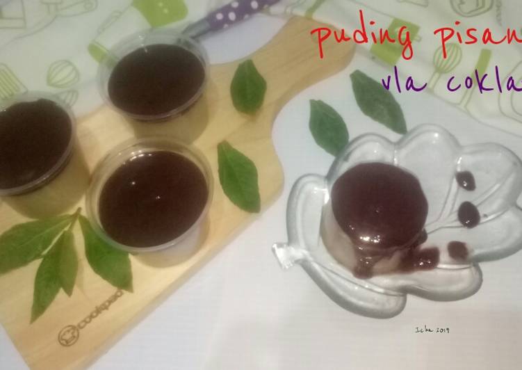 Cara bikin Puding pisang vla Coklat , Sempurna