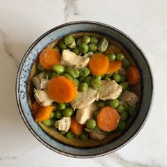 A picture of "Busy Mom"  Quick and easy Pea, Carrot & Chicken Stew (vegan friendly).