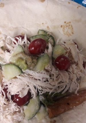 A picture of Leftover chicken wrap.