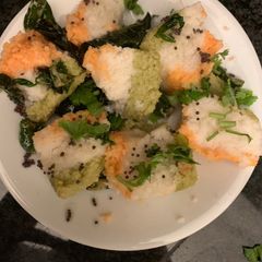 A picture of Tri colour Dhokla.