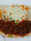 Veggie rice with dryfish stew
