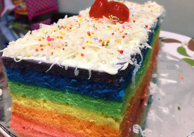 Rainbow cake kukus simpel