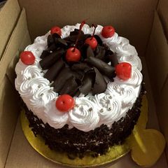 A picture of Black forest cake.