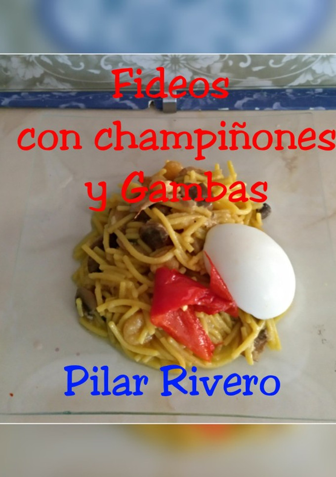 Una foto de Fideos con champiñones y gambas