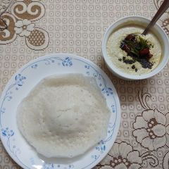A picture of Palappam /Vellayappam Kerala style.