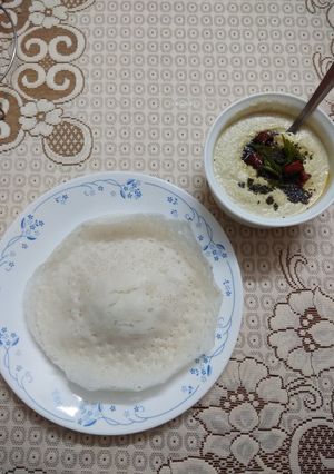 A picture of Palappam /Vellayappam Kerala style.