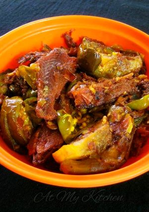 A picture of Dry Fish Brinjal Fry.