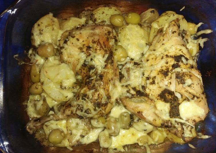 طبق الدجاج في الفرن مع البطاطس والفرماج 😋
