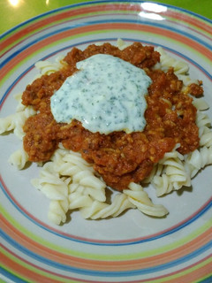 Una foto de Pasta boloñesa con toque turco con thermomix