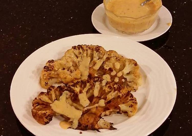 Steps to Make Quick Spicy Grilled Cauliflower with Sriracha Hollindaise Sauce