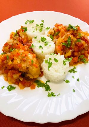 Lecsós csirkecomb fóliában recept fotója