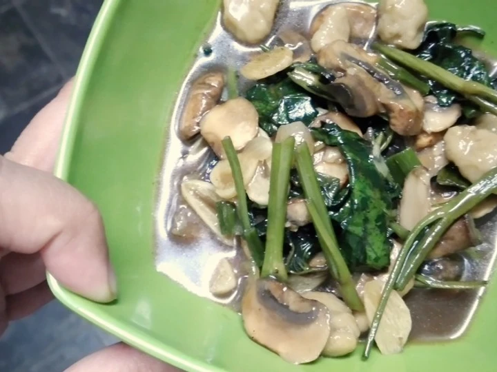 Langkah Gampang Membuat Resep Tumis Kangkung Jamur Saus Tiram yang Enak Banget Anti Ribet, Menggugah Selera