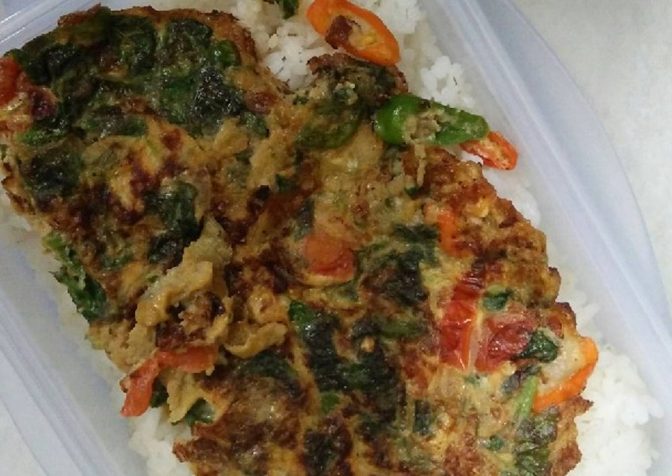 Resep Dadar telur bayam Anti Gagal