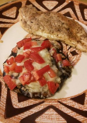 A picture of Cheesy Grilled Portobella (Keto friendly).