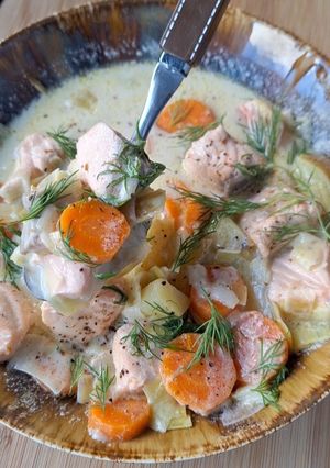 Une photo de Soupe crémeuse au saumon