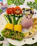 小學生早餐～蔬菜水果盤(造型饅頭~茄子)