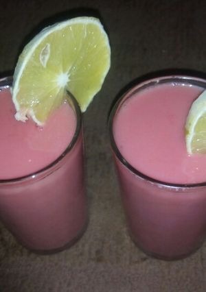 A picture of Watermelon and milk.