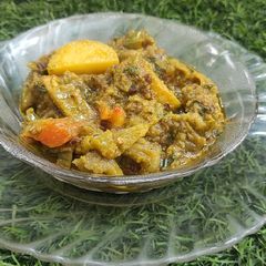 A picture of Sem, brinjal and new potato curry.