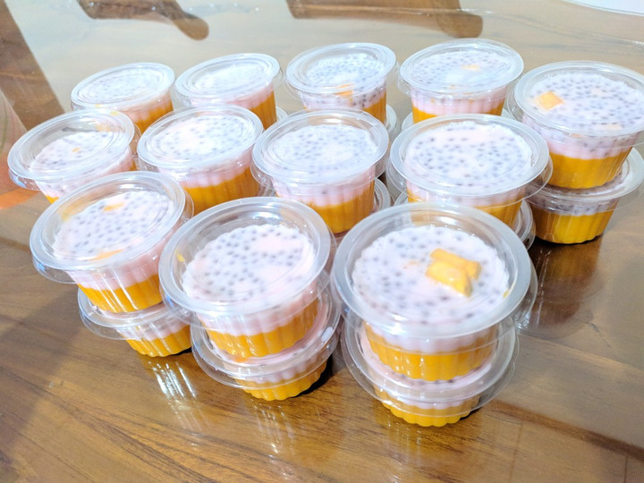 Bagaimana Membuat Puding mangga lapis Istimewa