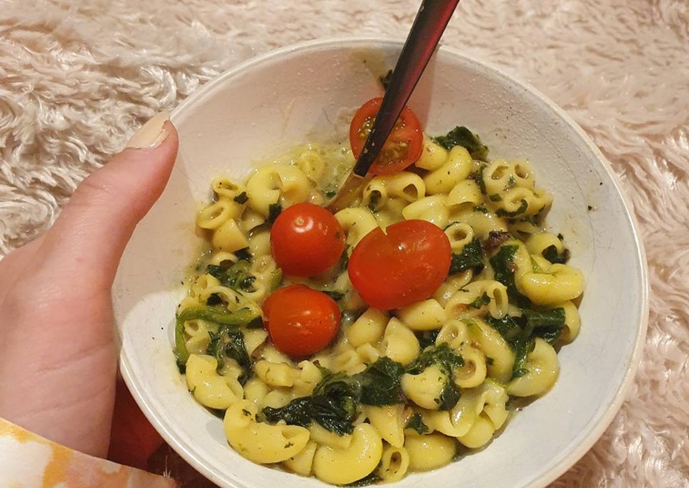 Mushroom & spinach Macaroni & cheese