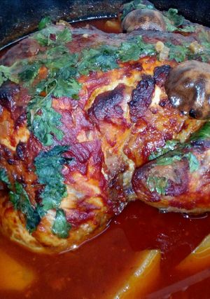عکسی از دستور مرغ شکم پر