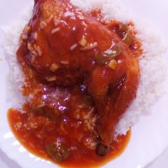 Chicken Quarters & White Rice A picture of Chicken Quarters & White Rice.