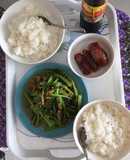 Cải bẹ xanh xào tôm khô