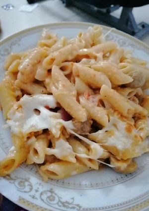 صورة لوصفة معكرونة بالفطر 😋