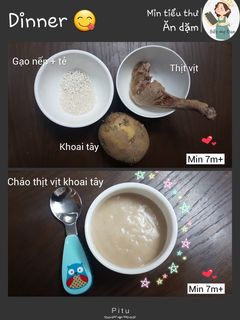 Hình của món Cháo thịt vịt nấu khoai tây.