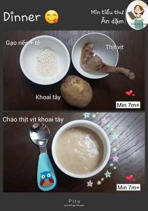 Hình của món Cháo thịt vịt nấu khoai tây.