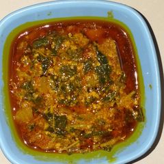 A picture of Egusi with spinach (alaiyaho).
