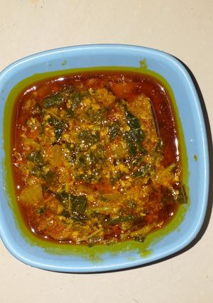A picture of Egusi with spinach (alaiyaho).
