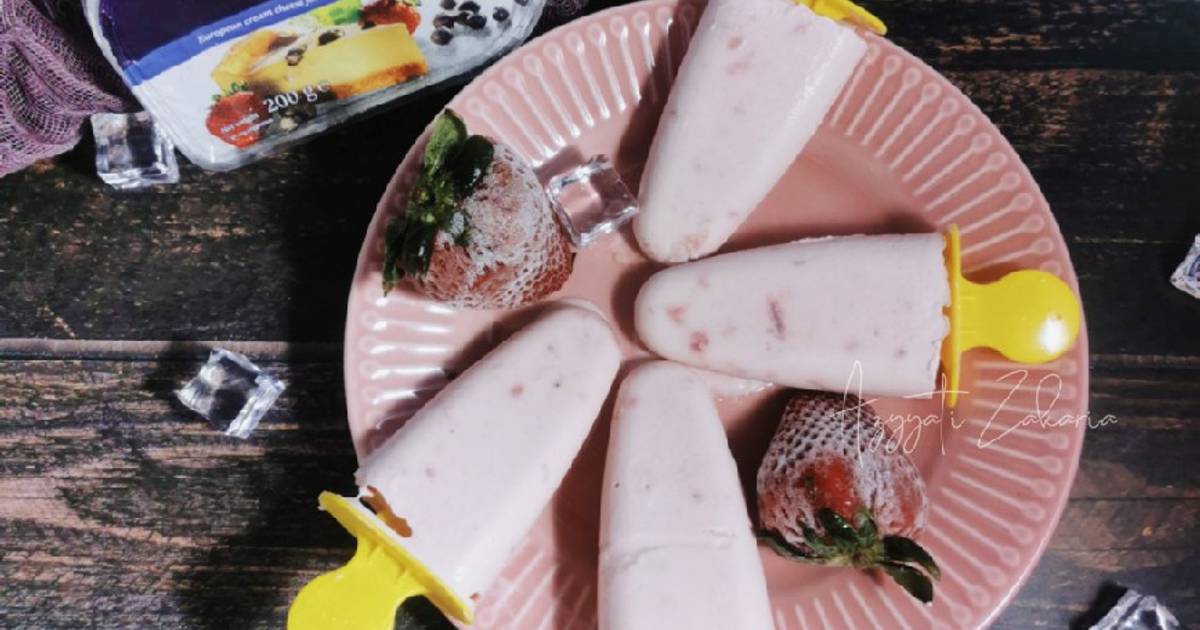 Resipi Strawberry cheese ice cream mudah oleh Azyyati Zakaria Cookpad