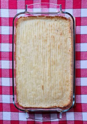 Una foto de Pastel de papa vegetariano con opción vegana 🥔 ♥ 🐄